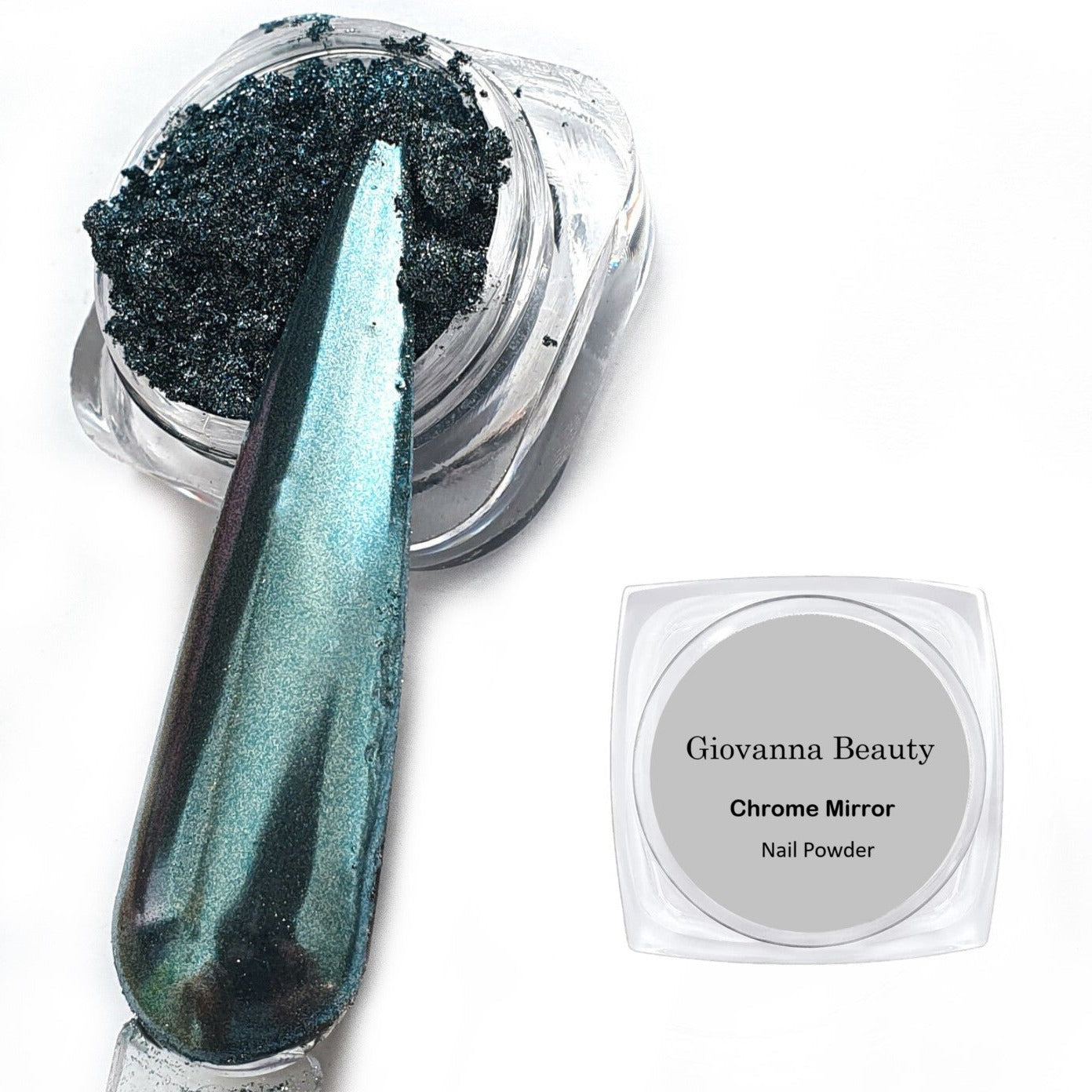 SILVER BLUE CHROME NAIL POWDER